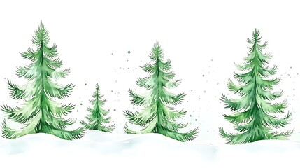 Fototapeta premium Nature-inspired watercolor style trees winter landscape scenic artwork pine forest