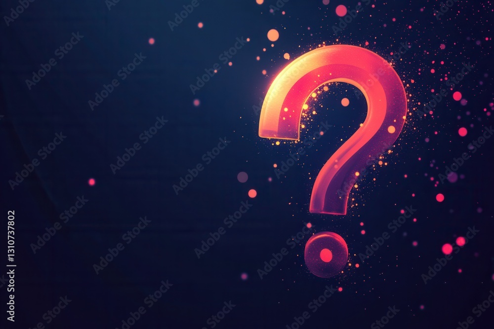 Aufkleber modern minimalist question mark icon with glowing light bursts in a flat design style presented on a