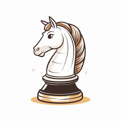 Chess knight piece illustration on a minimal background, chess tournament, chess class