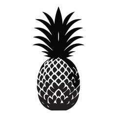 Fototapeta premium A vector silhouette minimalist design, a full black image of a Pineapple vector with a white background