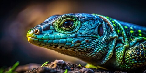 Fototapeta premium Night Lizard, Low Light Reptile Photography, Eidechse in Darkness