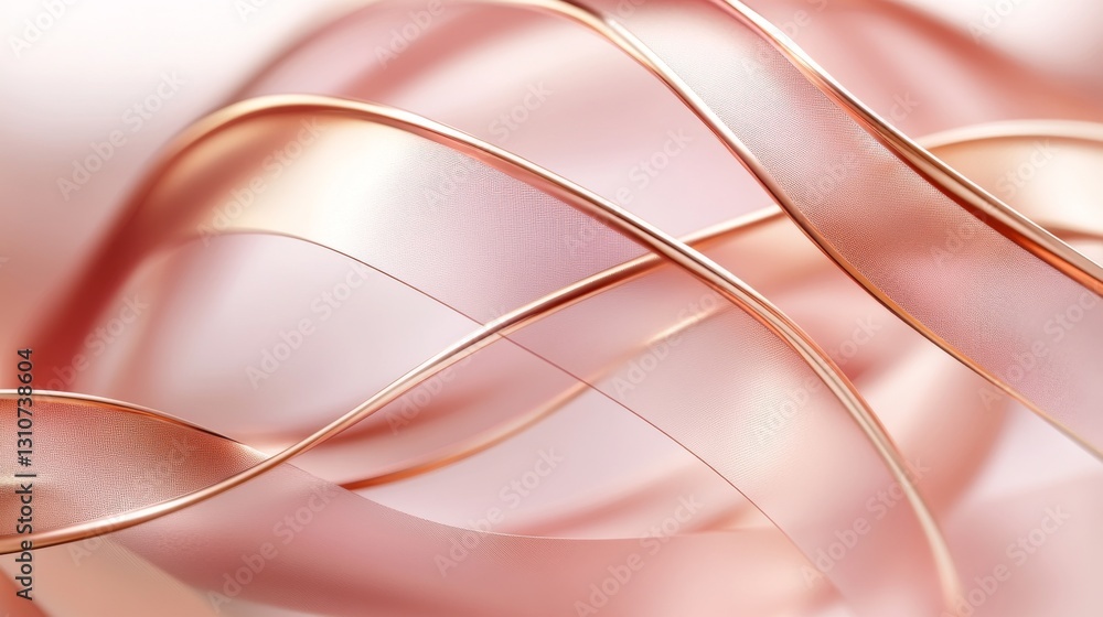 Poster elegant flowing ribbons in a soft and diffused pastel color palette