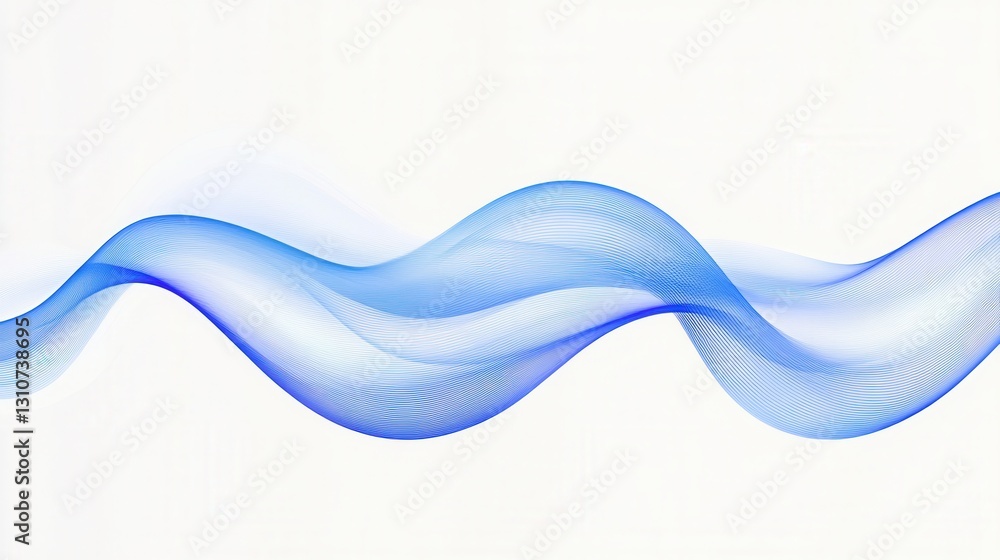 Aufkleber wavy blue line icon illustrating calmness and serenity in a minimalist abstract style