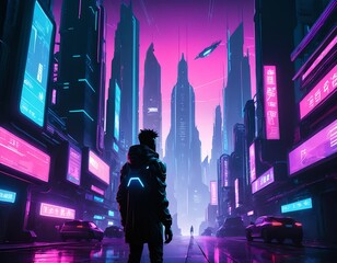 Cyberpunk Cityscape at Night