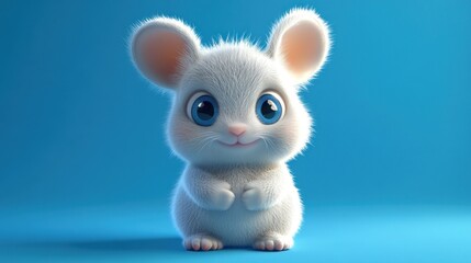 Fototapeta premium An adorable cartoon illustration depicting a white mouse character smiling