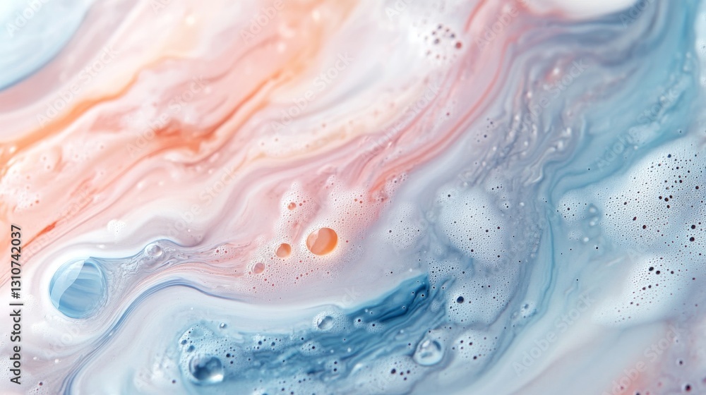 Poster swirling pastel colors and foam creating an abstract textured background