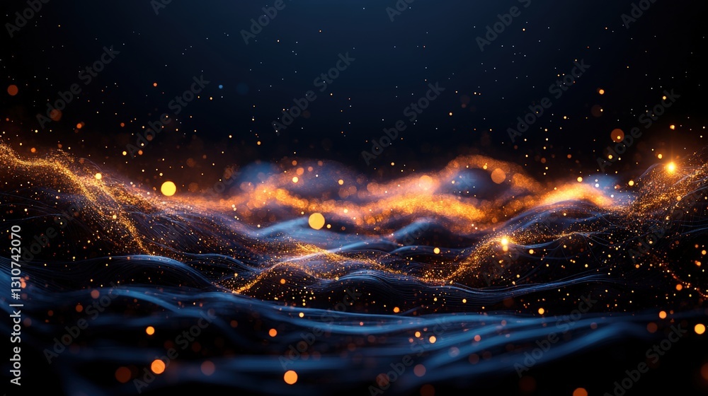 Poster enchanting glowing wave of light flowing through the darkness creating a captivating and dreamlike s