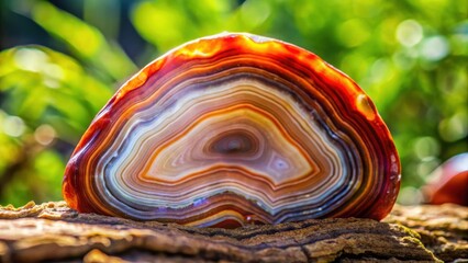 Close-up of a beautiful agate mushroom stone in natural setting , nature, fossilized, nature,fossilized,agate