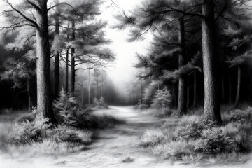 Obraz premium forest scenes: drawing the depth and mystery of forests discover techniqu