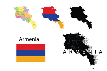 Armenia flag and map illustration vector.	