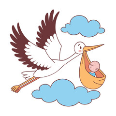 Baby Delivery Stork Carrying Boy Icon
