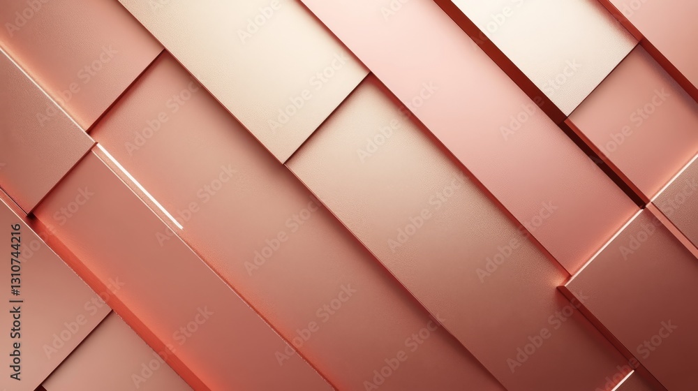 Poster abstract image showing overlapping rose gold rectangular surfaces