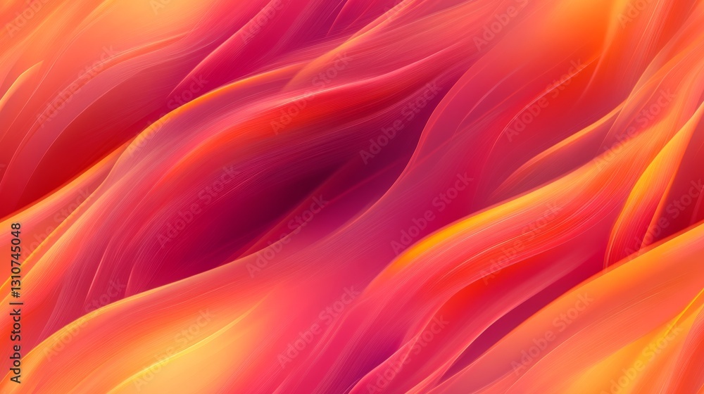 Poster abstract flowing layered shapes feature gradients of red and orange