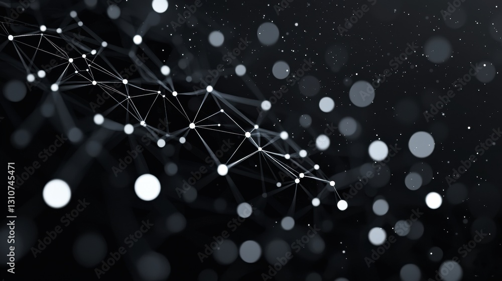 Poster dynamic network visualization digital space abstract graphics dark environment close-up view data co
