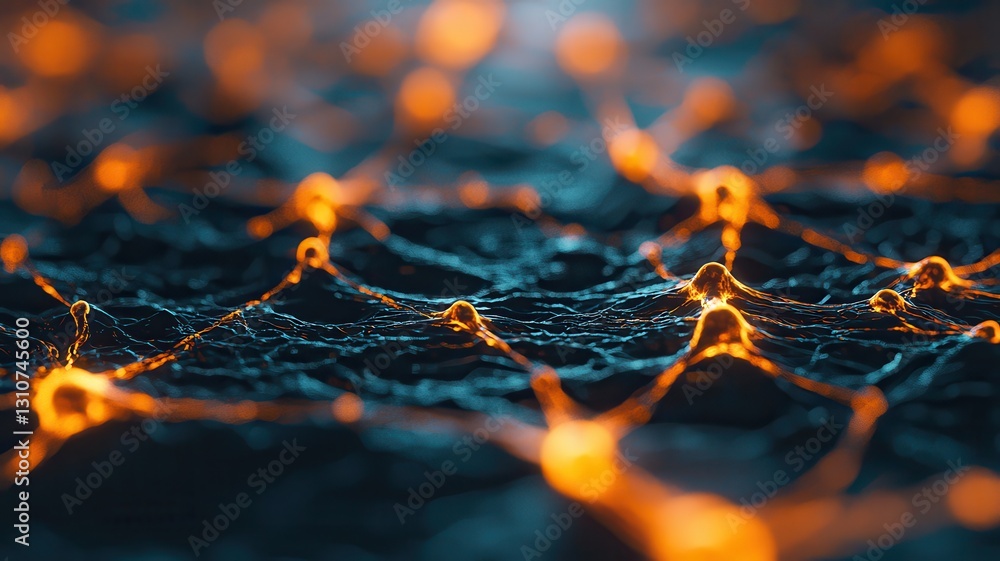 Poster dynamic neural network connections abstract digital environment high-resolution visuals close-up vie