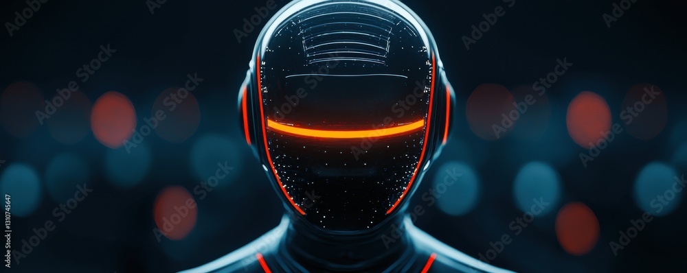 Poster exploring futuristic robotics a close-up of a cybernetic head digital world portrait high-tech conce