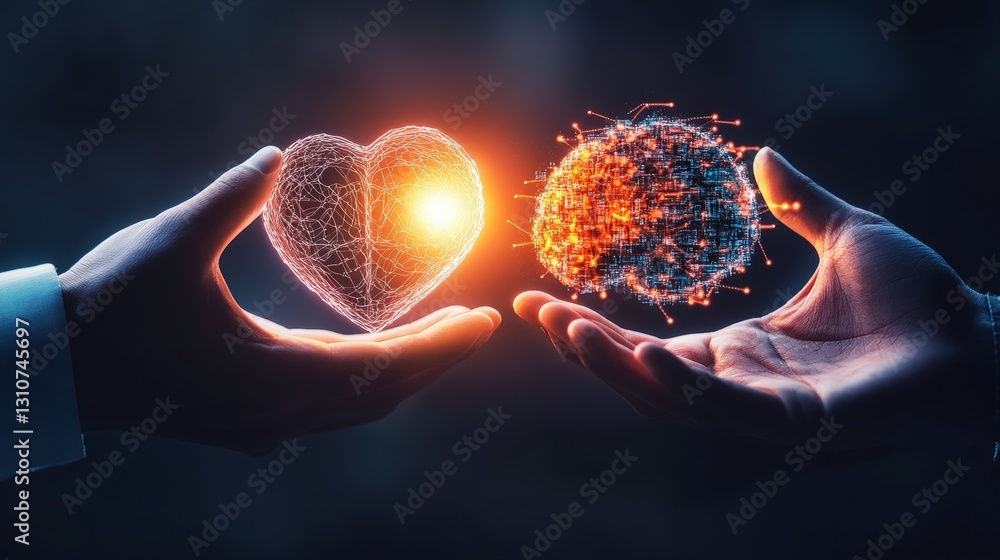 Poster two hands holding a sphere symbolizing unity and global connection in a peaceful and serene environm