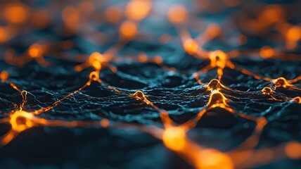 Dynamic neural network connections abstract digital environment high-resolution visuals close-up view technology concept