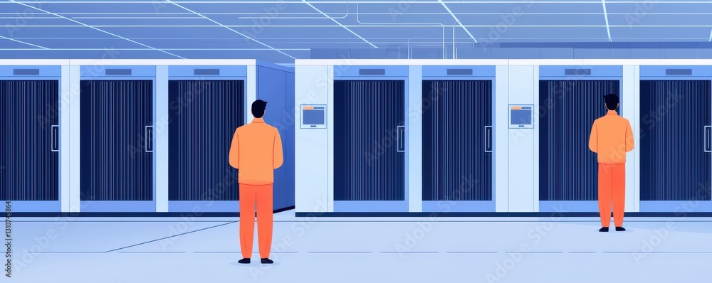 Poster data center operations server room digital infrastructure high-tech environment professional viewpoi