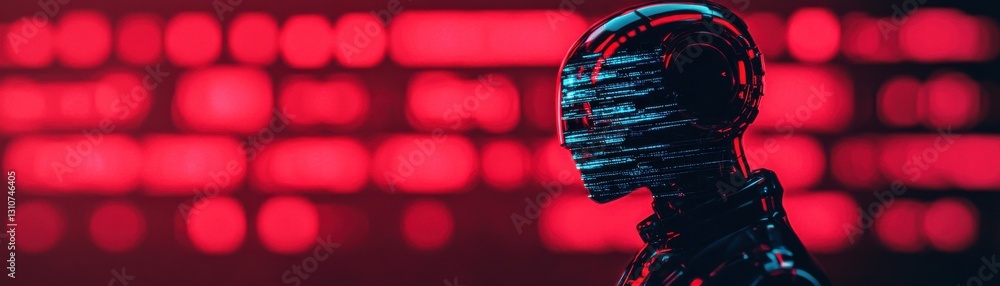 Poster futuristic ai interaction digital space 3d model cyber environment side view technology concept