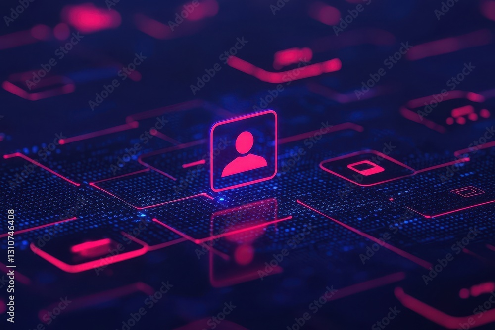 Poster digital transformation event showcasing user profiles virtual space infographic design futuristic en