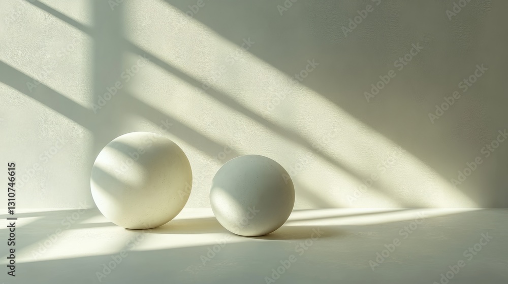 Poster two spherical objects are illuminated by sunlight on a surface