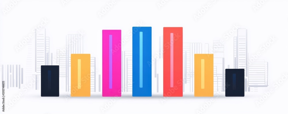 Poster colorful vertical bars representing data visualization digital art modern design abstract environmen