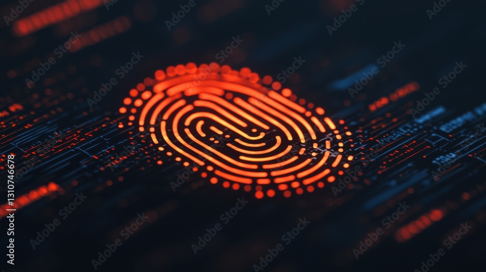 Poster digital fingerprint technology showcased in modern cybersecurity environment high-tech viewpoint vis