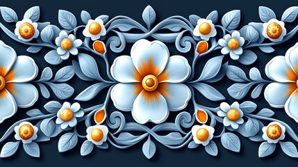 Ornamental floral border, 3D design, decorative pattern, background
