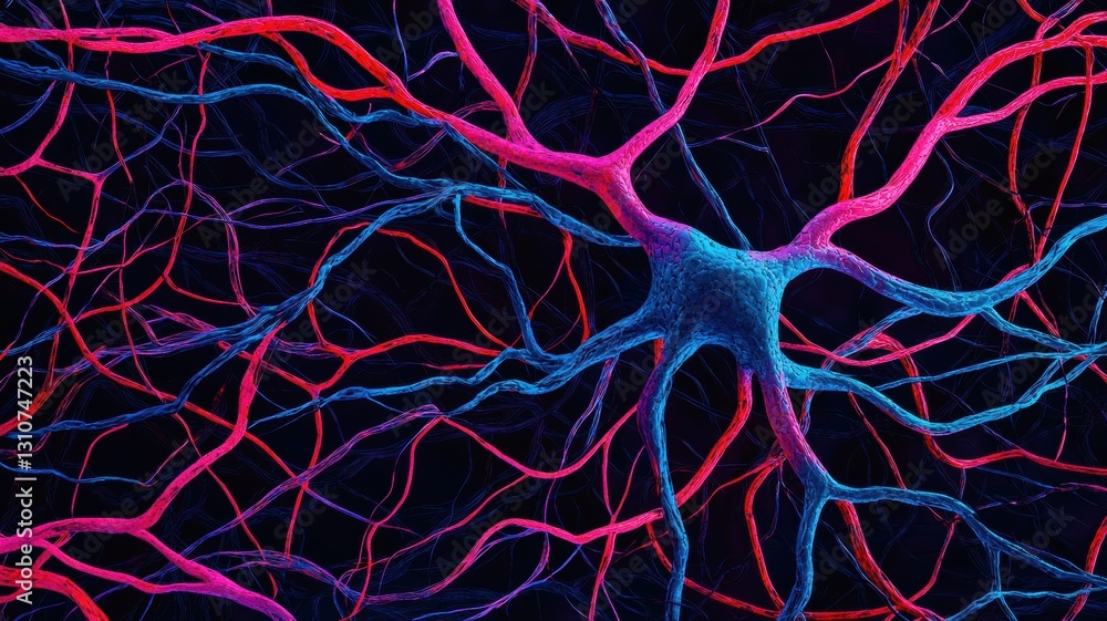 Poster neural network visualization science lab digital art abstract environment close-up view brain concep