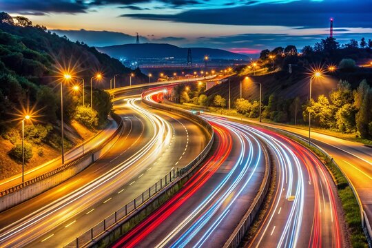 Night Traffic on C58 Highway: Barcelona to Girona Exit Lane