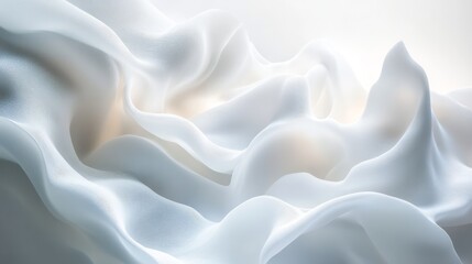 Obraz premium Smooth and flowing white fabric drapes gently across the view
