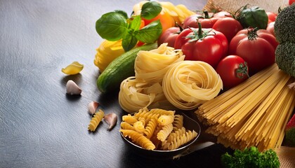 raw pasta and vegetables