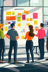 Obraz premium Teamwork, Brainstorming Session: Agile Project Management