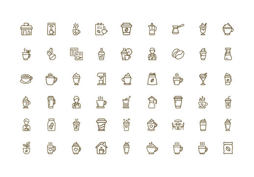 White and Brown Coffee Culture Brewing Illustration Set