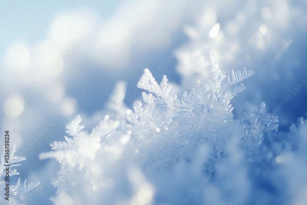Poster Frozen ice crystals display subtle reflections in an abstract frost effect, evoking soft winter aesthetics in a serene landscape