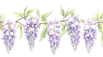 Nature's blossoming wisteria watercolor floral art tranquil garden setting artistic viewpoint