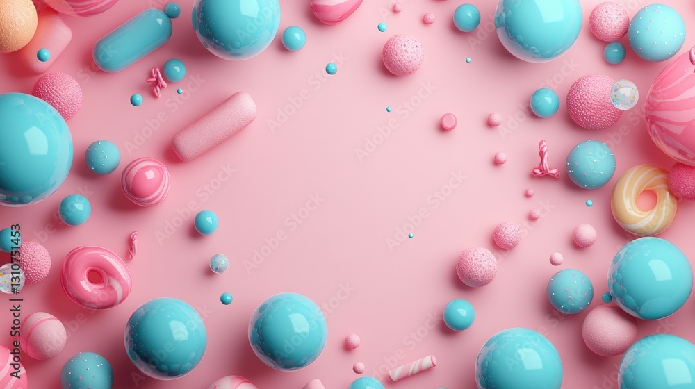 Poster soft pink background featuring repeated pattern of pasty substance creating a unique textural visual