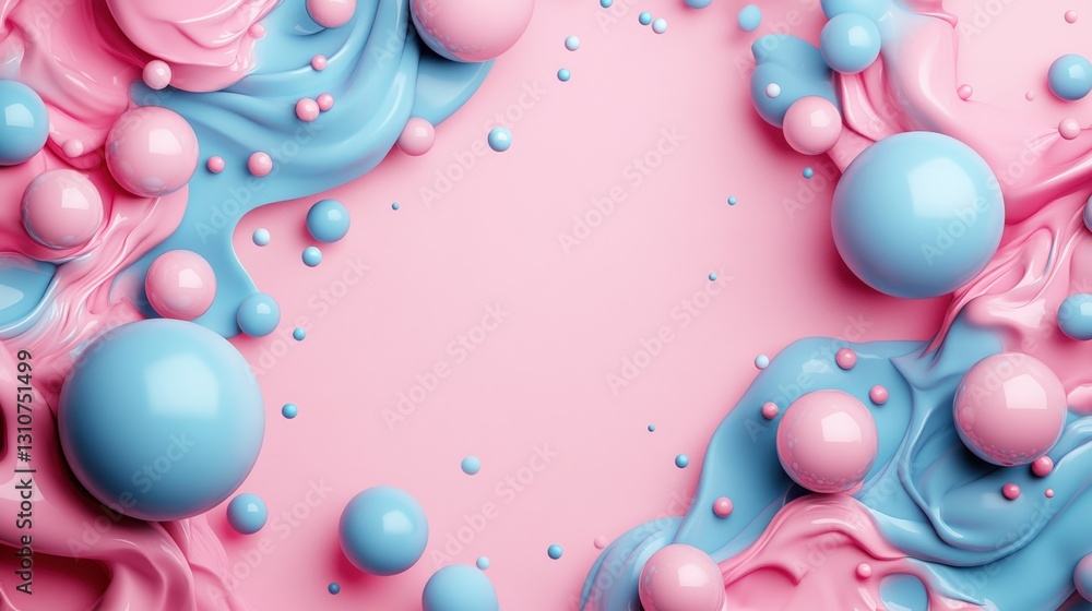Aufkleber captivating swirls of blue and pink liquid creating an enchanting and colorful abstract visual compo
