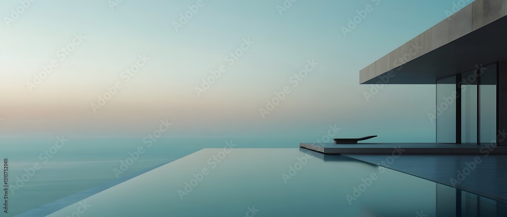 Aufkleber vast expansive view of a calm ocean with a muted sky seamlessly blending into the distant horizon in