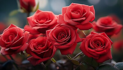 close up of small red roses