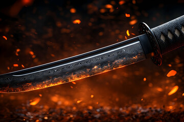 Bladed weapon, fire background