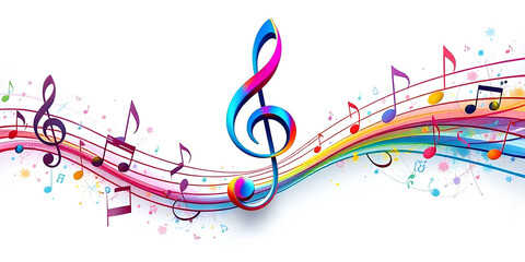 Colorful music notes background
