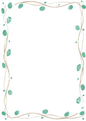 優しい水彩の葉っぱのフレーム
