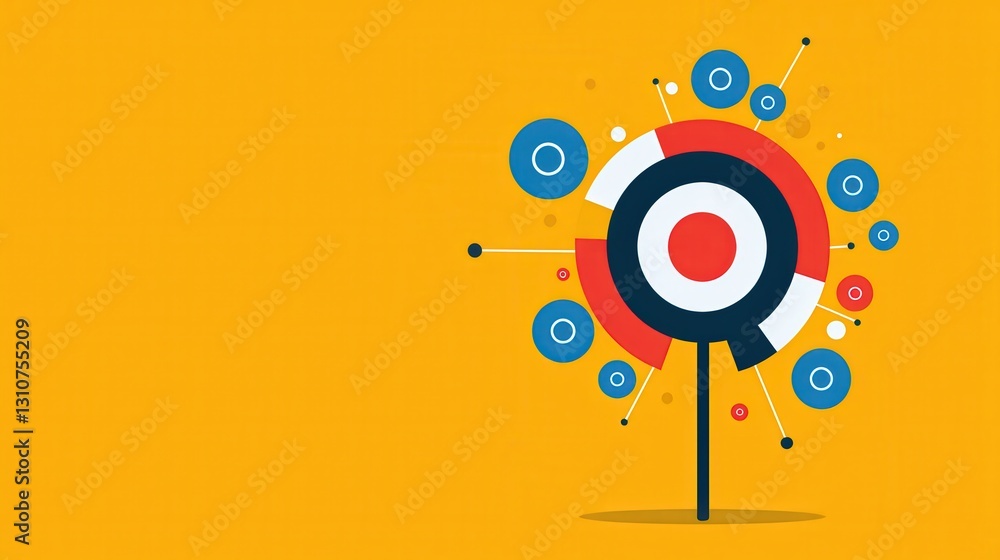 Poster exploring business growth with interactive target icons