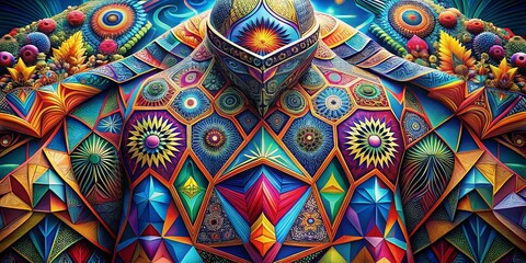 Fototapeta premium Panoramic Abstract Mathematical Pattern Clothing Design, Geometric Textile Fashion
