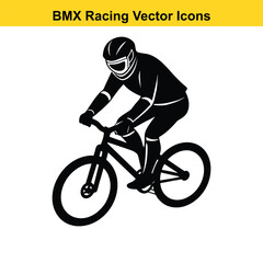 Obraz premium BMX Rider Silhouette Vector High-Flying Cycling Maneuvers. 