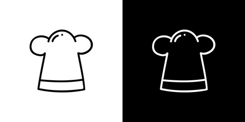 Chef hat icon. Kitchen utensils. Household appliances. Black and white images. Line icons. Silhouettes.