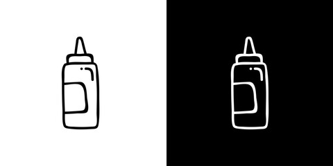 Sauce place icon. Kitchen utensils. Household appliances. Black and white images. Line icons. Silhouettes.