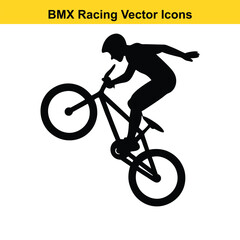Fototapeta premium BMX Rider Silhouette Vector High-Flying Cycling Maneuvers. 